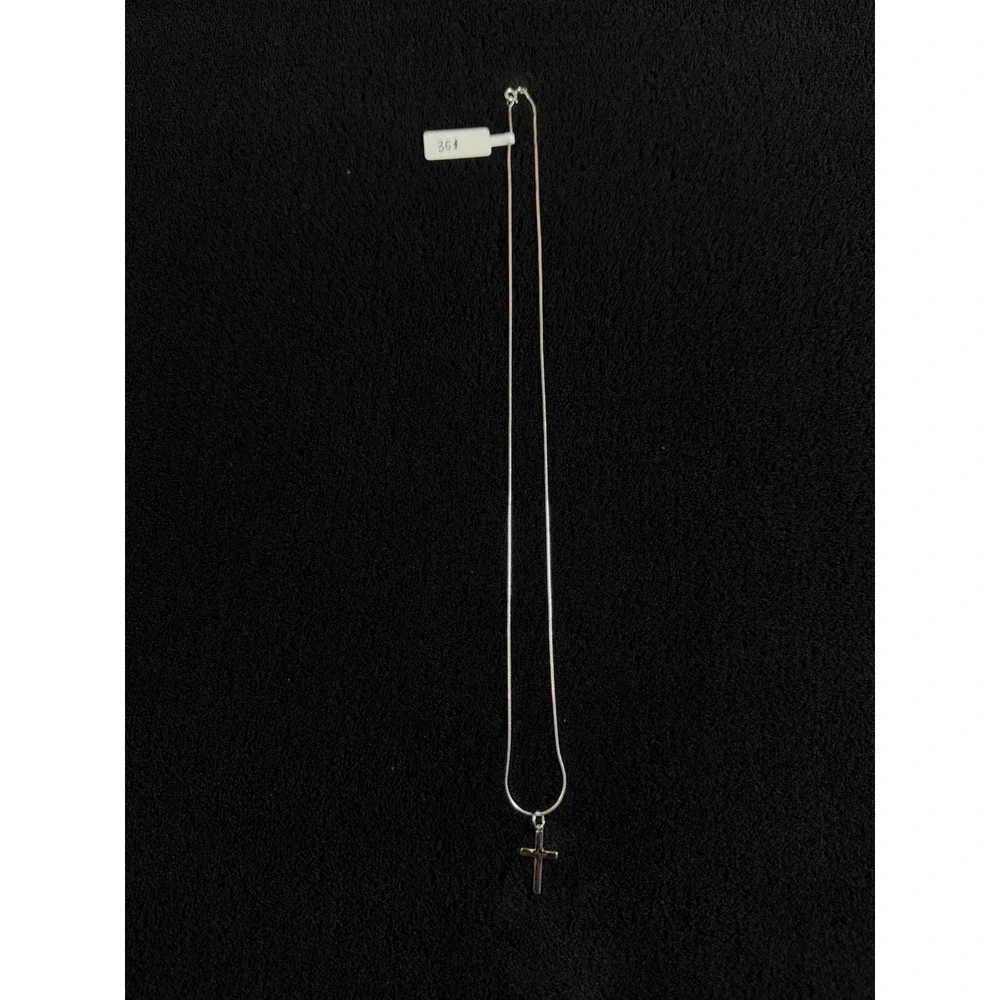 Cadena Tejido Laso Finita Con dije de Cruz De Plata 925 - 21 Inch